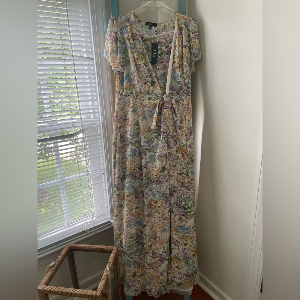 Lulu's Wrap Maxi Dress with Flutter Sleeves